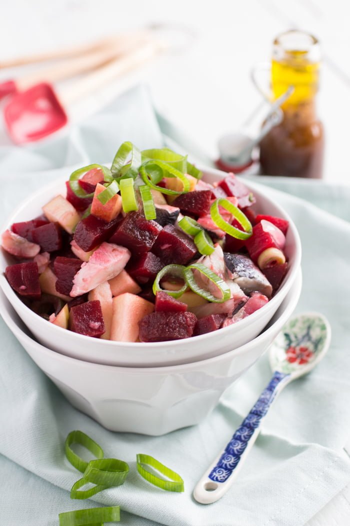 Bietensalade met zure haring
