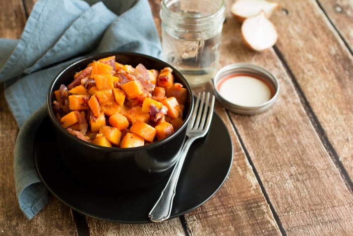 Zoete Aardappel met Spek en Ui