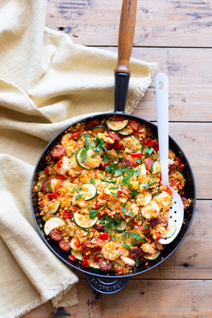 Recept Paleo Jambalaya chorizo bloemkoolrijst