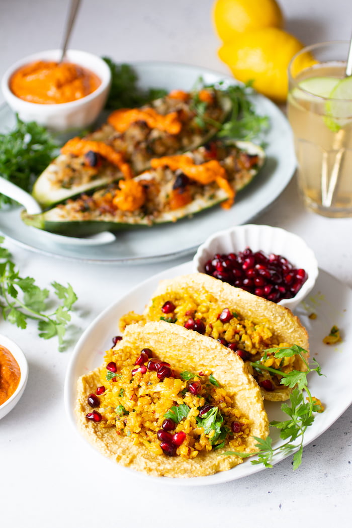 Vegetarische taco's met rijstvulling recept Paleo bloemkoolrijst