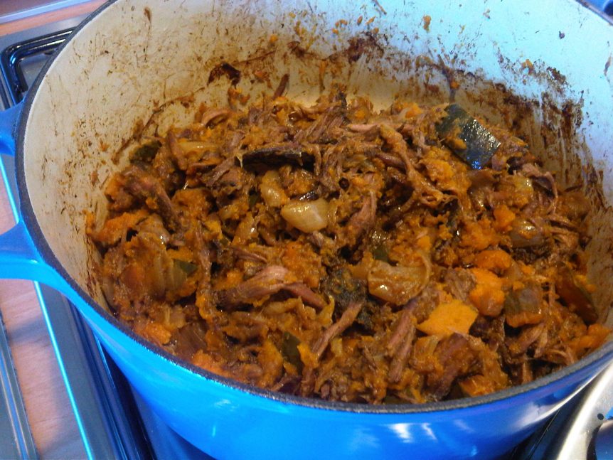 draadjesvlees met pompoen