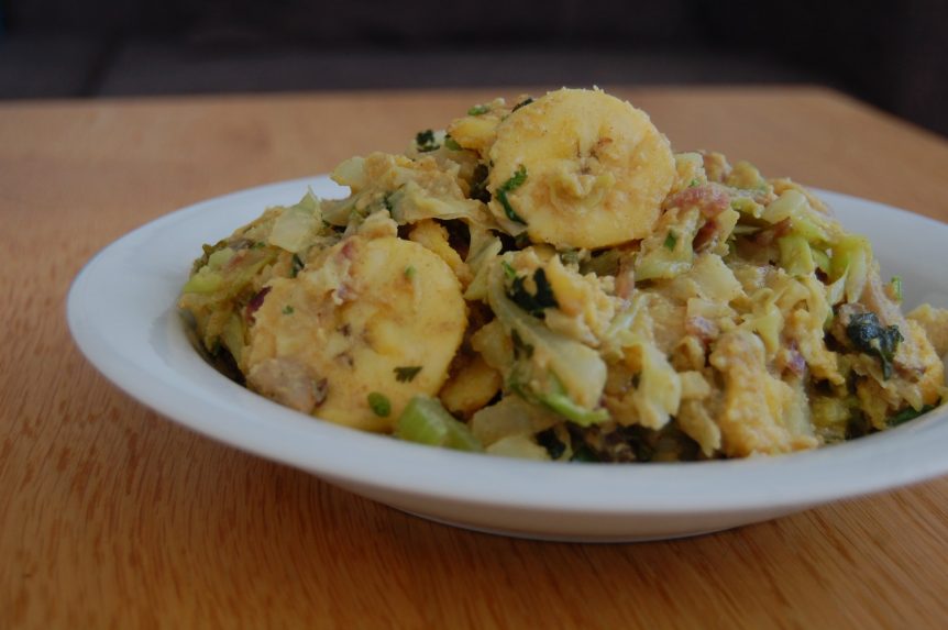 Spitskoolcurry met bakbanaan