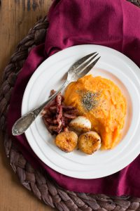 Coquilles met Wortelpuree