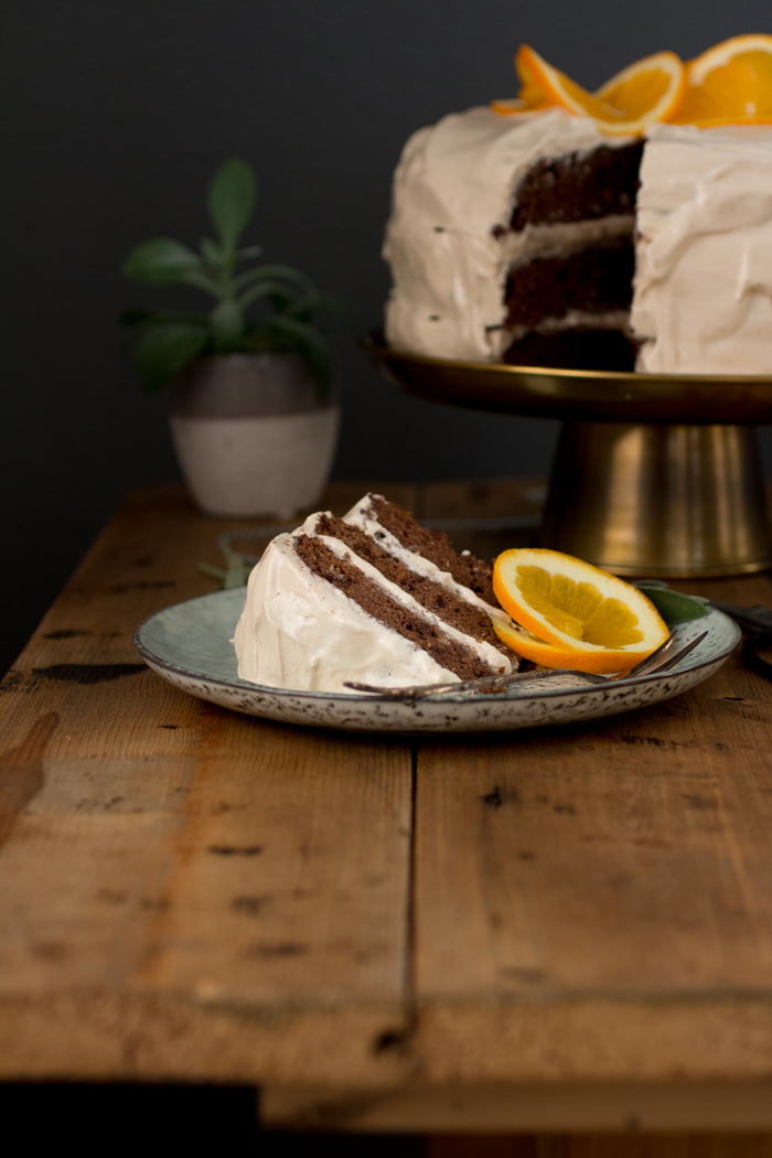 Chocolade-Sinaasappel Taart met Maple Frosting