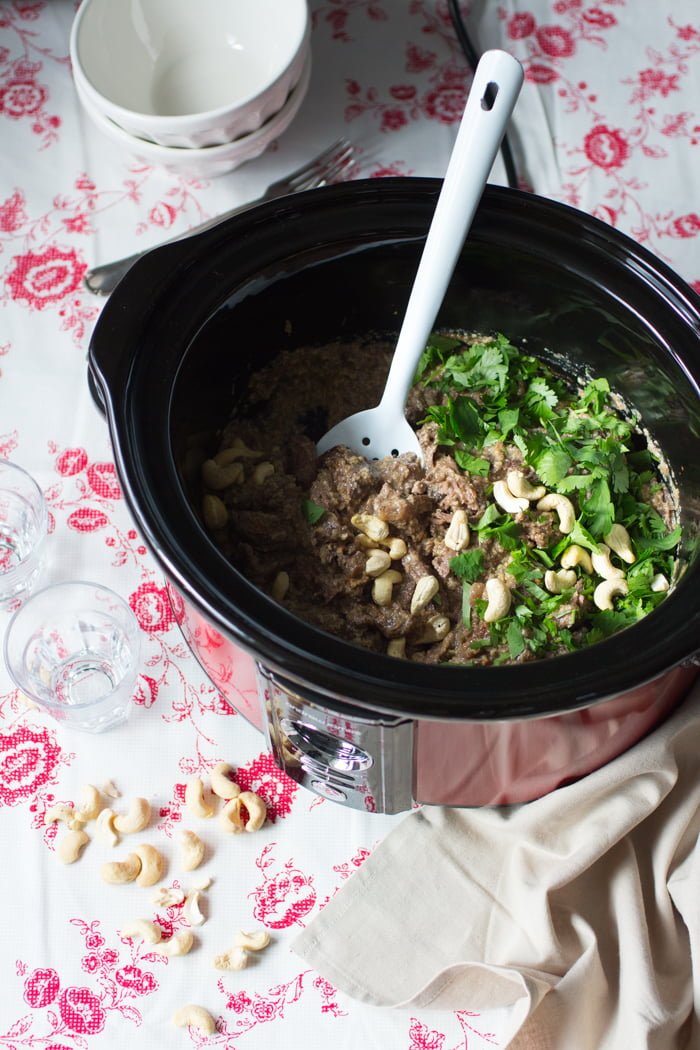 Riblappen in Cashewsaus uit de slowcooker