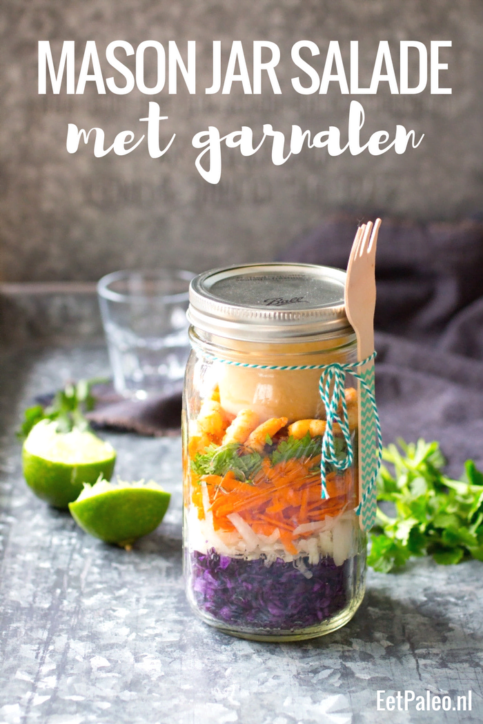 Mason jar salade met garnalen