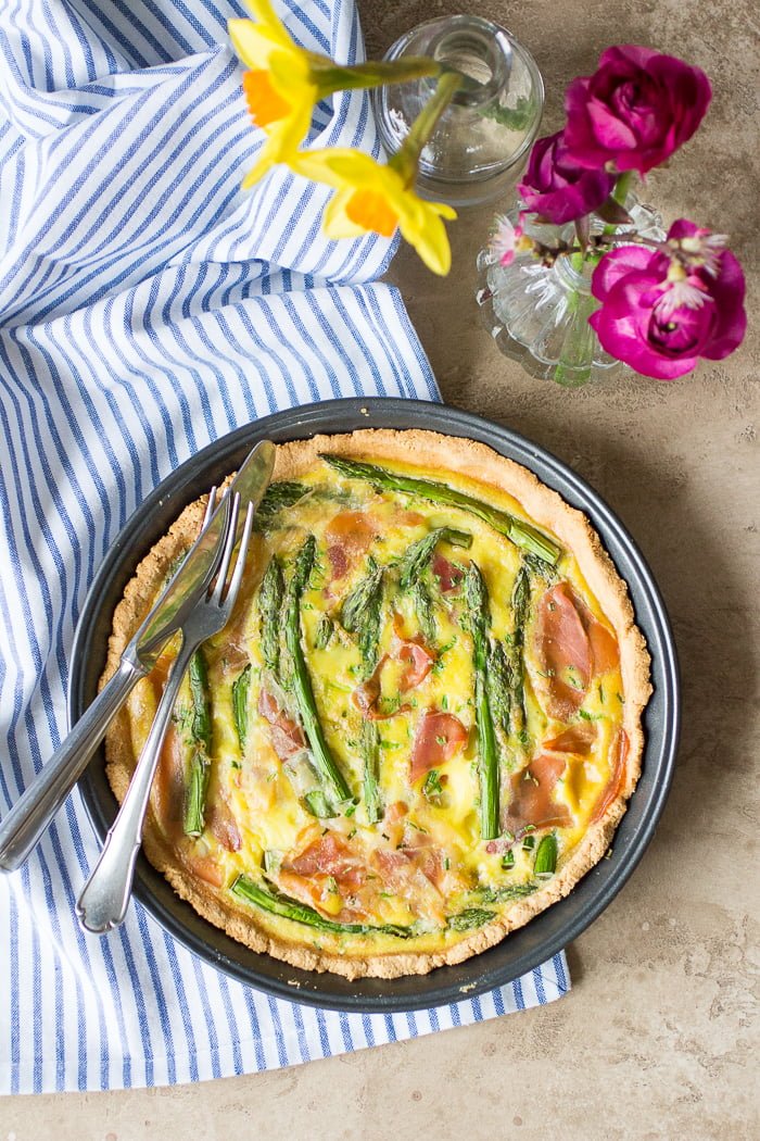 Aspergequiche met parmaham