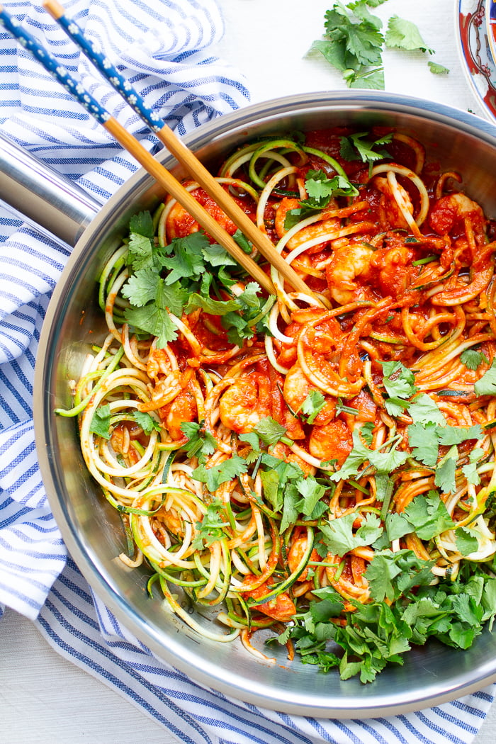 Spicy Garnalencurry met Courgetti